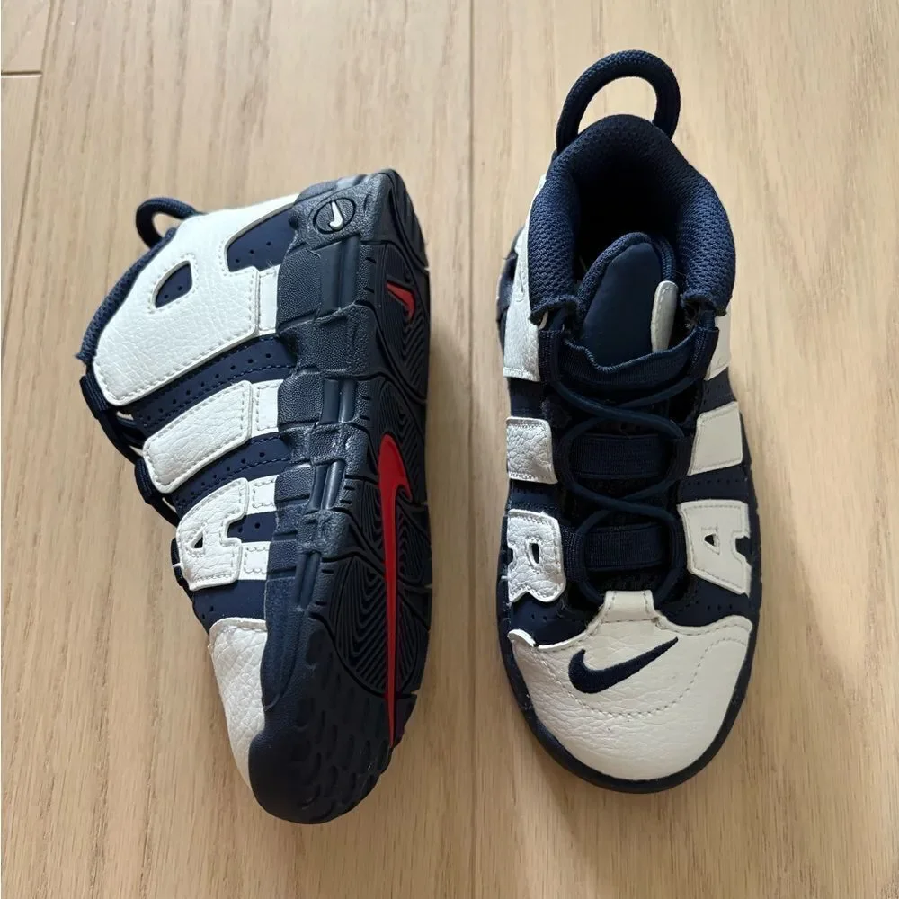 Navy and White Nike Air More Uptempo Boys' Toddler
